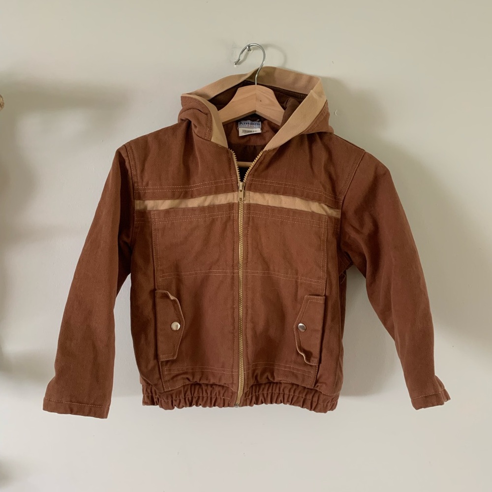 Vintage Kids Brown Hooded Jacket